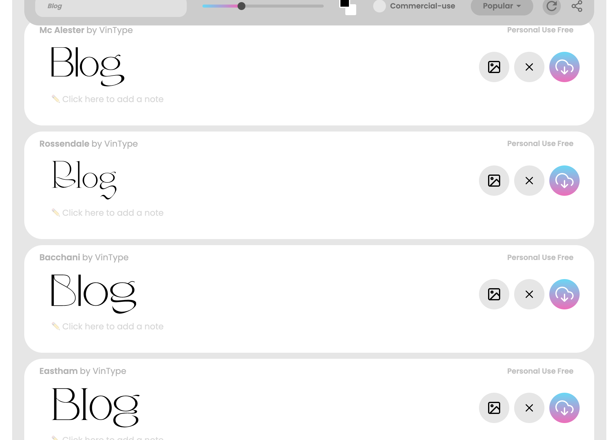 font space